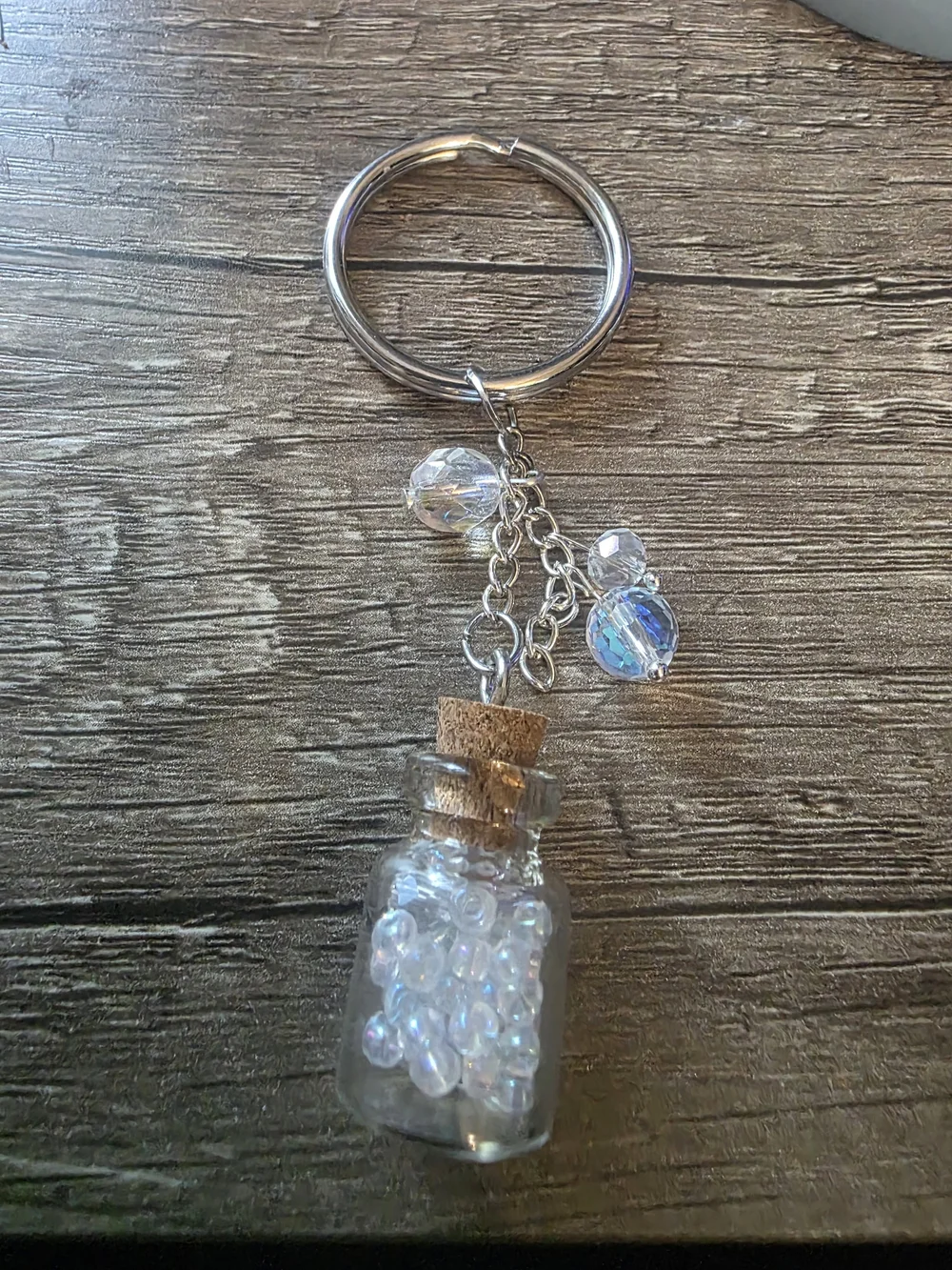 Handmade Crystal Bead Glass Vial Bottle Keychain